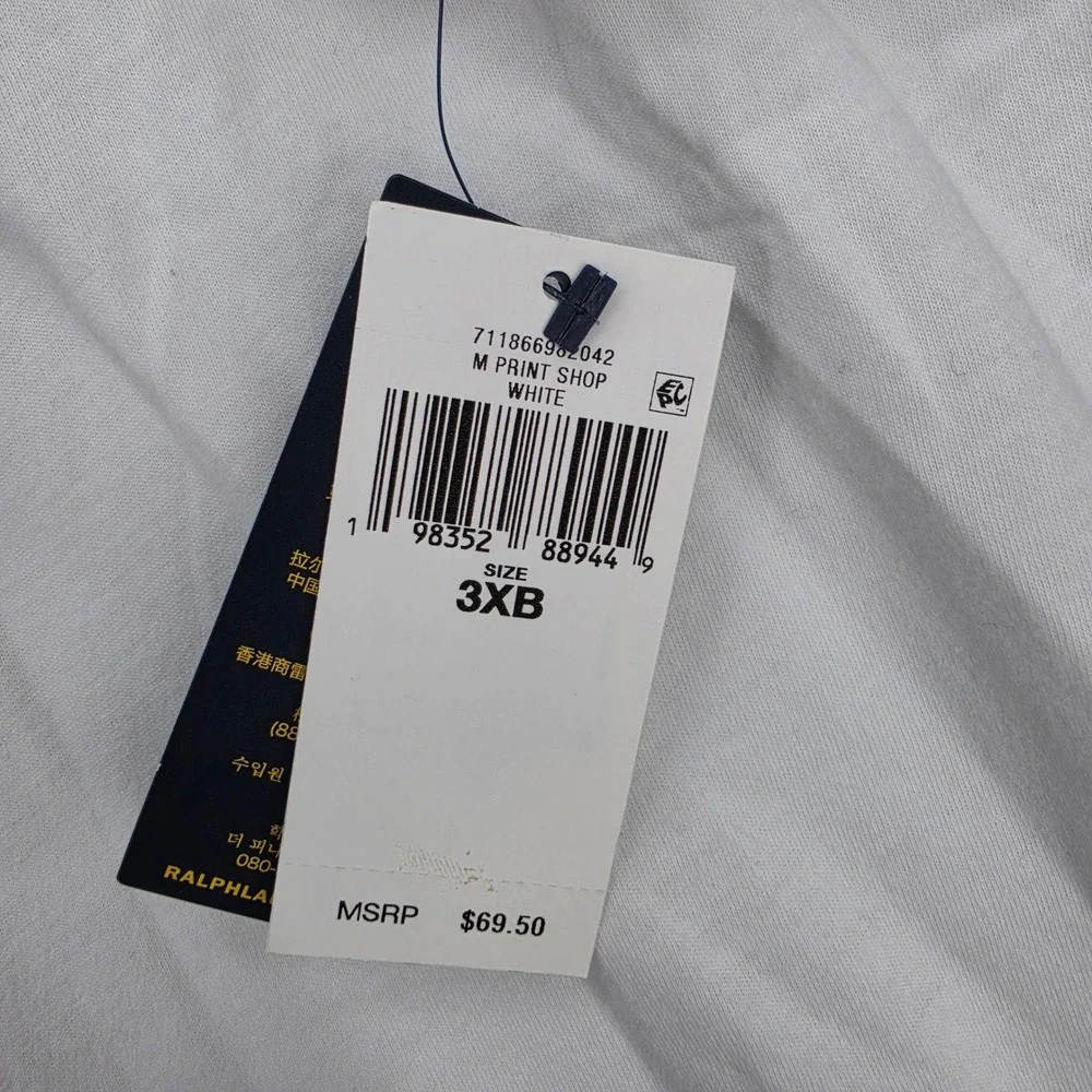 Polo Ralph Lauren Logo Graphic T-Shirt White 3XB Big & Tall 100% Cotton NWT
